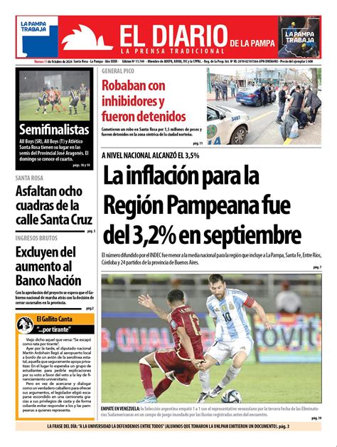 Tapa De El Diario En Papel Viernes De Octubre De El Diario