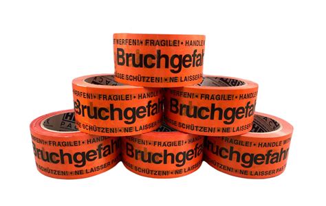 Pvc Warnklebeband Mm Bruchgefahr Orange