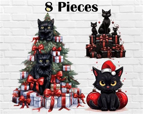 Black Cat Christmas Tree PNG Christmas Cat PNG - Etsy