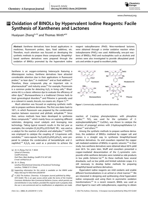 PDF Oxidation Of BINOLs By Hypervalent Iodine Reagents Facile