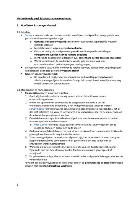 H9 Surveyonderzoek Samenvatting Van Hoofdstuk 9 In Het Boek Kennis