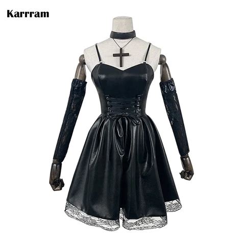 Death Note Cosplay Costume Misa Amane Imitation Leather Sexy Dress