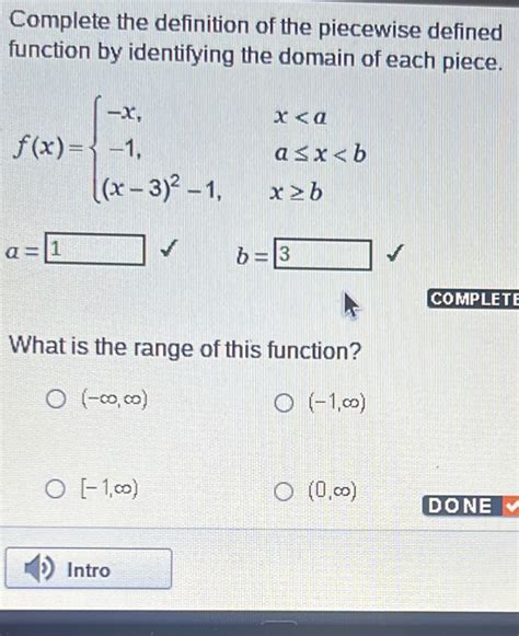 Solved Complete The Definition Of The Piecewise Defined Function By