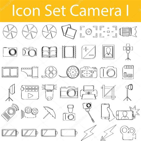 Drawn Doodle Lined Icon Set Camera I Stock Vector Image By ©greenoptix