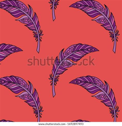 Vector Seamless Pattern Peacock Feather Boho Stock Vector Royalty Free