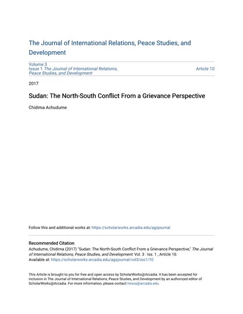 Sudan: the North-South Conflict from a Grievance Perspective - DocsLib