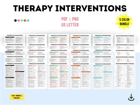 Therapy Intervention List Bundle Therapeutic Intervention Words