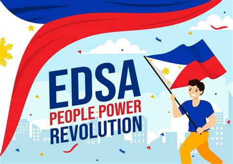 Edsa People Power Revolution Anniversary Of Philippine Vector