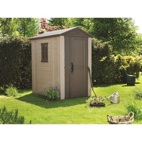 Keter Factor X Ft Outdoor Garden Storage Shed Beige Brown At