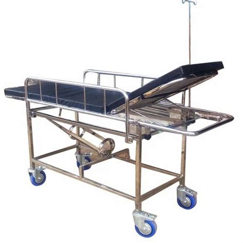 Silver Stainless Steel Patient Stretcher Trolley For Hospital At Rs