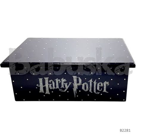 Caja Harry Potter Hp Azul Con Tapa Pieza De Madera Babuska Con Amor