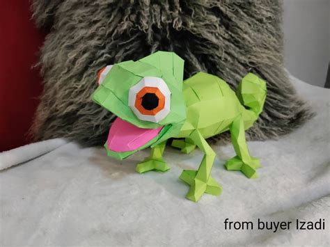 Diy Papercraft Chameleon D Room Decor Low Poly D Etsy