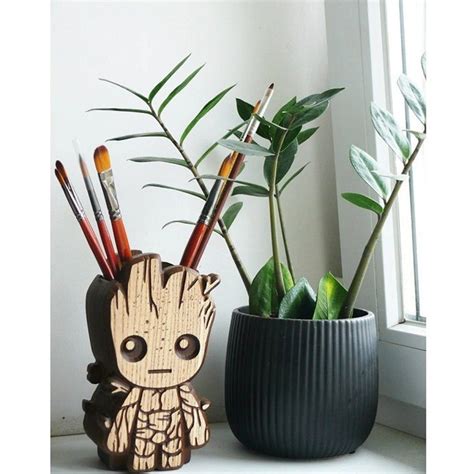 Baby Groot Pencil Holder Free Laser Cut File