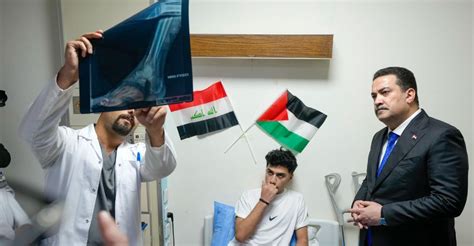 Pm Al Sudani Visits Gaza Wounded At Baghdad Hospital Affirms Iraq S