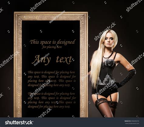 Gorgeous Sexy Lady Erotic Lingerie Standing Stock Photo