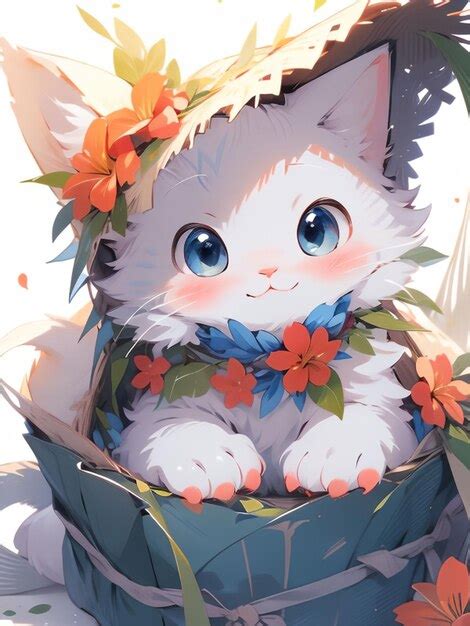 Premium Photo Cute Cat Anime Art Styles