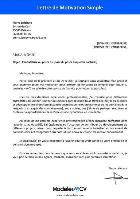 Lettre De Motivation Vous Moi Nous Exemple Gratuit