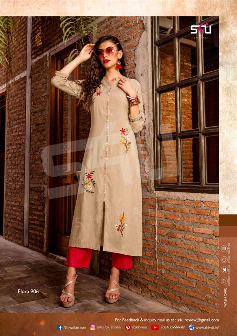 S U Shivali Flora Vol Printed Fancy Fabric Straight Readymade Kurtis