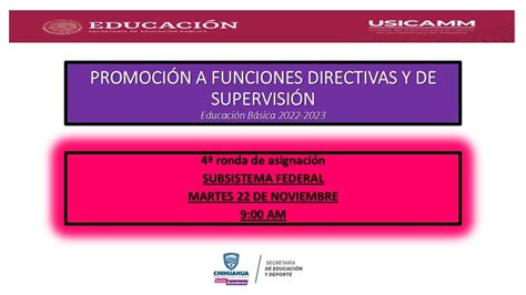 Promoción a funciones Directivas y de Supervisión Cuarta ronda de