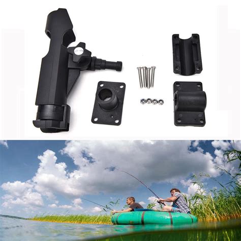 2PCS Adjustable Side Rail Mount Kayak Boat Fishing Pole Rod Holder ...