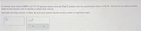 Solved A Chemist Must Dilute Ml Of M Aqueous Barlum Chegg