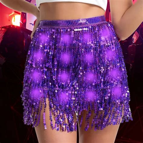 Women Boho Fringe Skirt Sexy Sequin Tassel Belly Dance Hip Scarf Rave