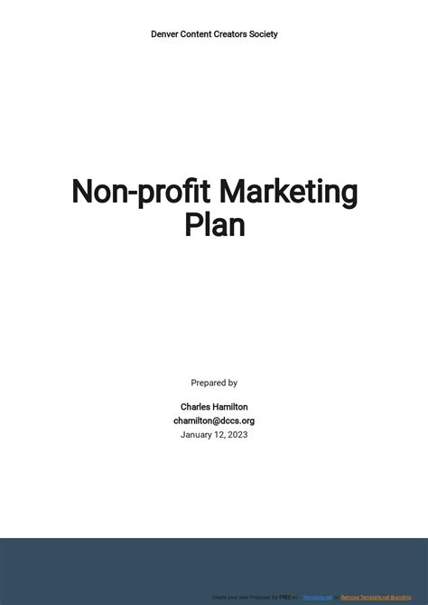 New Nonprofit Marketing Plan Template Google Docs Word Apple Pages