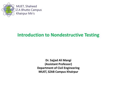 Introduction To Nondestructive Testing Ppt