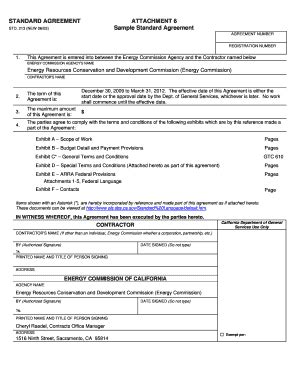 Fillable Online STANDARD AGREEMENT ATTACHMENT 6 Sample BidSync