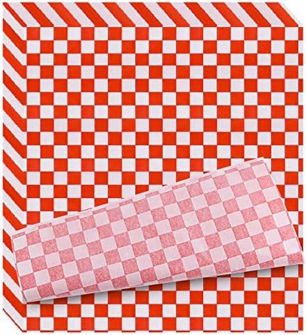 Amazon WXJ13 100 Sheets Checkered Dry Waxed Deli Paper Sheets Red