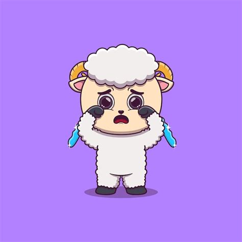 Premium Vector Cute Sheep Crying With Tears