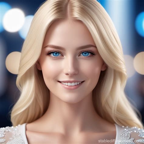 Cheerful White Female Avatar With Blond Hair And Blue Eyes Stable