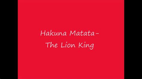 Lion King Hakuna Matata Lyrics