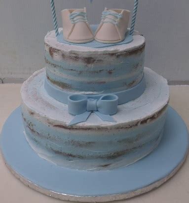 Rustic Semi Naked Baby Booties Buttercream Tier Baby Shower Cake