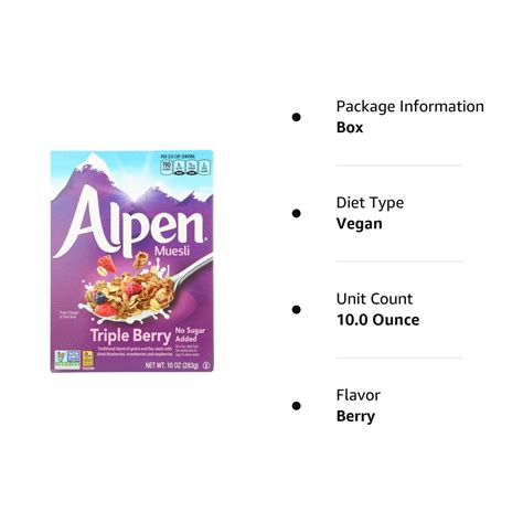 Alpen Triple Berry No Sugar Added Muesli Swiss Style Cereal Whole