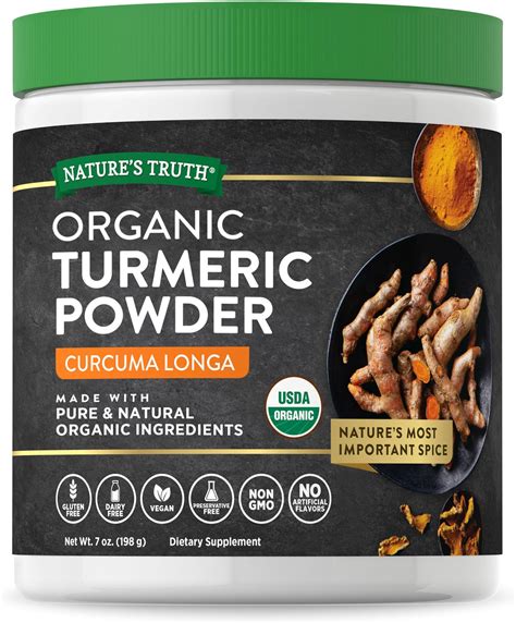 Natures Truth Organic Turmeric Supplement Powder 7 Oz Pure And Natural Turmeric