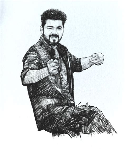 NaaReady Thalapathy Vijay Pencil Sketch 2023 LeoFilm Leo Beast