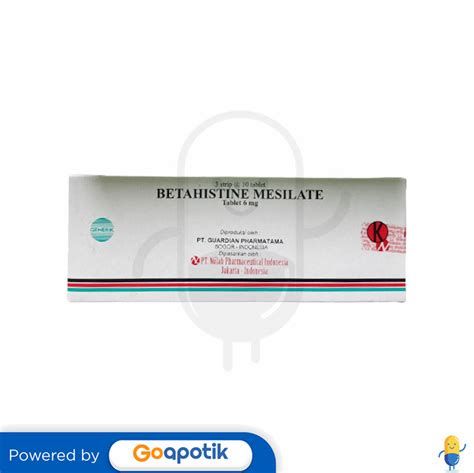 BETAHISTINE MESILATE GUARDIAN 6 MG BOX 30 TABLET Kegunaan Efek