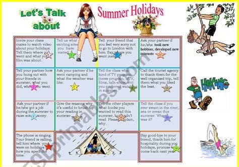 Let´s Talk About Summer Holidays Esl Worksheet By Savvinka