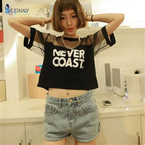 Buy Women Loose Crop Top Short Sleeve Letter Print