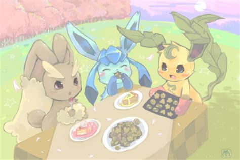 Lopunny Leafeon And Glaceon Eating Together Eevee Know Your Meme