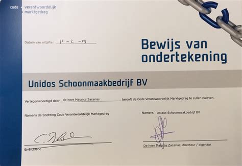 Unidos Ondertekend Code Verantwoordelijk Marktgedrag Unidos