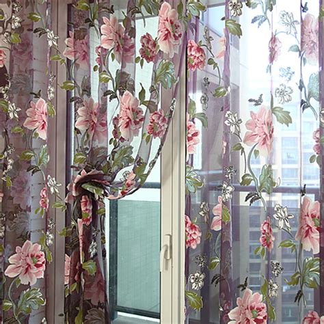 Cortinas De Tul Florales P Rpuras Para Sala De Estar Cocina Dormitorio