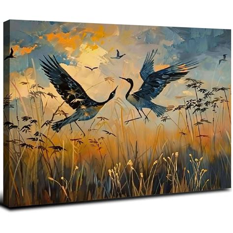 Nawypu Graceful Wings Abstract Crane Birds Canvas Wall Art Walmart