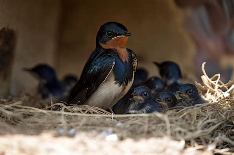 Premium AI Image | Birds and animals in wildlife The swallow feeds the ...