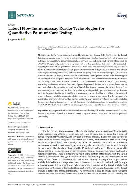 (PDF) Lateral Flow Immunoassay Reader Technologies for Quantitative Point-of-Care Testing