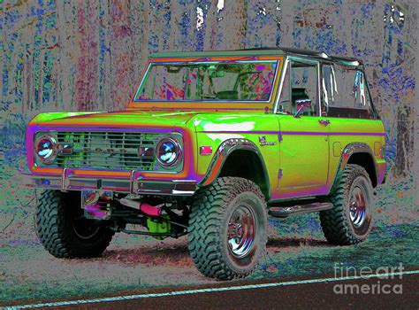 1970s Ford Bronco Wagon In Yellow Abstract Photograph By Brad Knorr Art