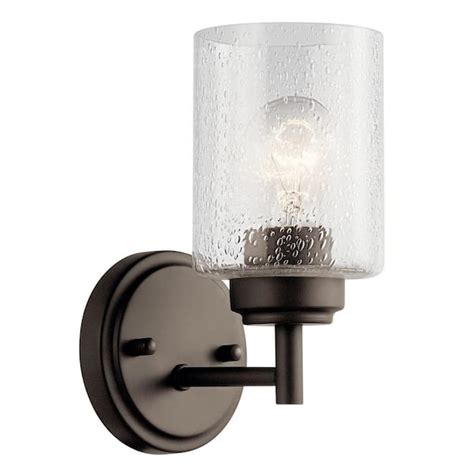 Kichler Winslow 1 Light Olde Bronze Bathroom Indoor Wall Sconce Light With Clear Seeded Glass