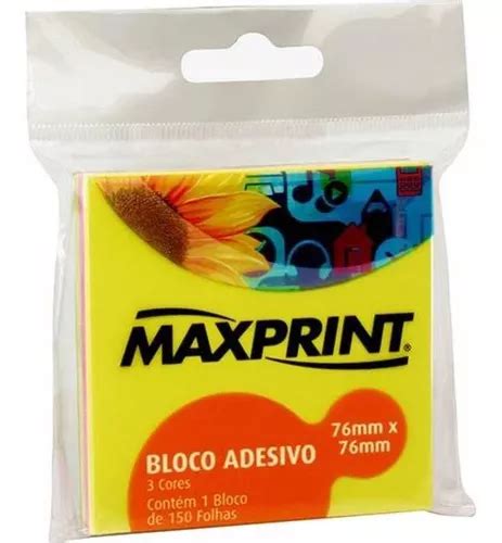 Bloco Adesivo X Mm Folhas Neon Maxprint Mercadolivre