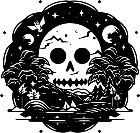 Halloween, Black and White Vector illustration 30764219 Vector Art at ...